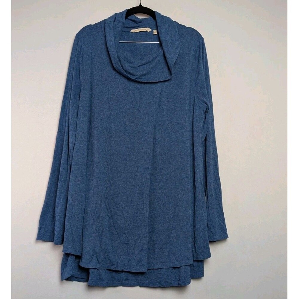 Soft Surroundings Shirt Womens L Wrap Around Asymmetrical Cut Cowl Neck Tunic - Picture 1 of 12